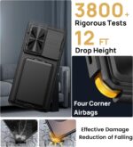 for Samsung Galaxy S25 Ultra Case with Card Holder & Kickstand & Slide Camera Lens Cover, Silicone Edge Protection Rugged Heavy Duty Phone Case Cover for Galaxy S25 Ultra 5G 2025, Black - Image 4