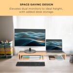 Prosumer's Choice Dual Monitor Riser, Set of 3 - Elevate Your Workspace with Adjustable Monitor Stand for Desk and Storage Shelf - Ideal for Two Monitors - Light Wood, 31.5"x9.4"x4" - Image 3