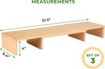 Prosumer's Choice Dual Monitor Riser, Set of 3 - Elevate Your Workspace with Adjustable Monitor Stand for Desk and Storage Shelf - Ideal for Two Monitors - Light Wood, 31.5"x9.4"x4" - Image 4