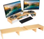 Prosumer's Choice Dual Monitor Riser, Set of 3 - Elevate Your Workspace with Adjustable Monitor Stand for Desk and Storage Shelf - Ideal for Two Monitors - Light Wood, 31.5"x9.4"x4" - Image 6