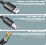 HP Printer Cable - 5FT USB 2.0 A to B High Speed Scanner Cord - Compatible with Canon, Brother, Dell, Lexmark, Epson - Black - Image 3