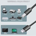 HP Printer Cable - 5FT USB 2.0 A to B High Speed Scanner Cord - Compatible with Canon, Brother, Dell, Lexmark, Epson - Black - Image 4