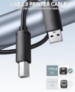 HP Printer Cable - 5FT USB 2.0 A to B High Speed Scanner Cord - Compatible with Canon, Brother, Dell, Lexmark, Epson - Black - Image 6