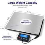 Digital Shipping Postal Scale 0.5 oz High Accuracy！440lb Commercial Weight Scale for Package, Small Business, Mail, Warehouse, Home, Battery & Charging Cable Included - Image 3