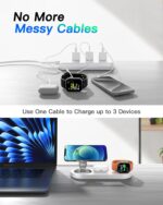 Upgraded 3 in 1 Wireless Charger, Nano Magnetic iPhone Charging Station for Apple Devices, Fast Mag Safe Charging Pad for iPhone 16/15/14/13/12 Series & AirPods Pro & Apple Watch Series, White - Image 3