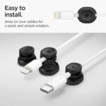 Spigen Magnetic Cable Holder, Cable Management, Desktop Multipurpose Cable Organizer, 3-Clip Cord Keeper for Lightning, and USB-A/USB-C Cables - Black (3 Clips/LD102) - Image 3