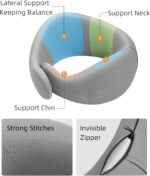 BEBAS Travel Neck Pillows for Airplanes and Long-Haul Flights, Memory Foam Adjustable 360° Head Support with Asymmetrical Sides, Includes Travel Bag (Grey) - Image 5