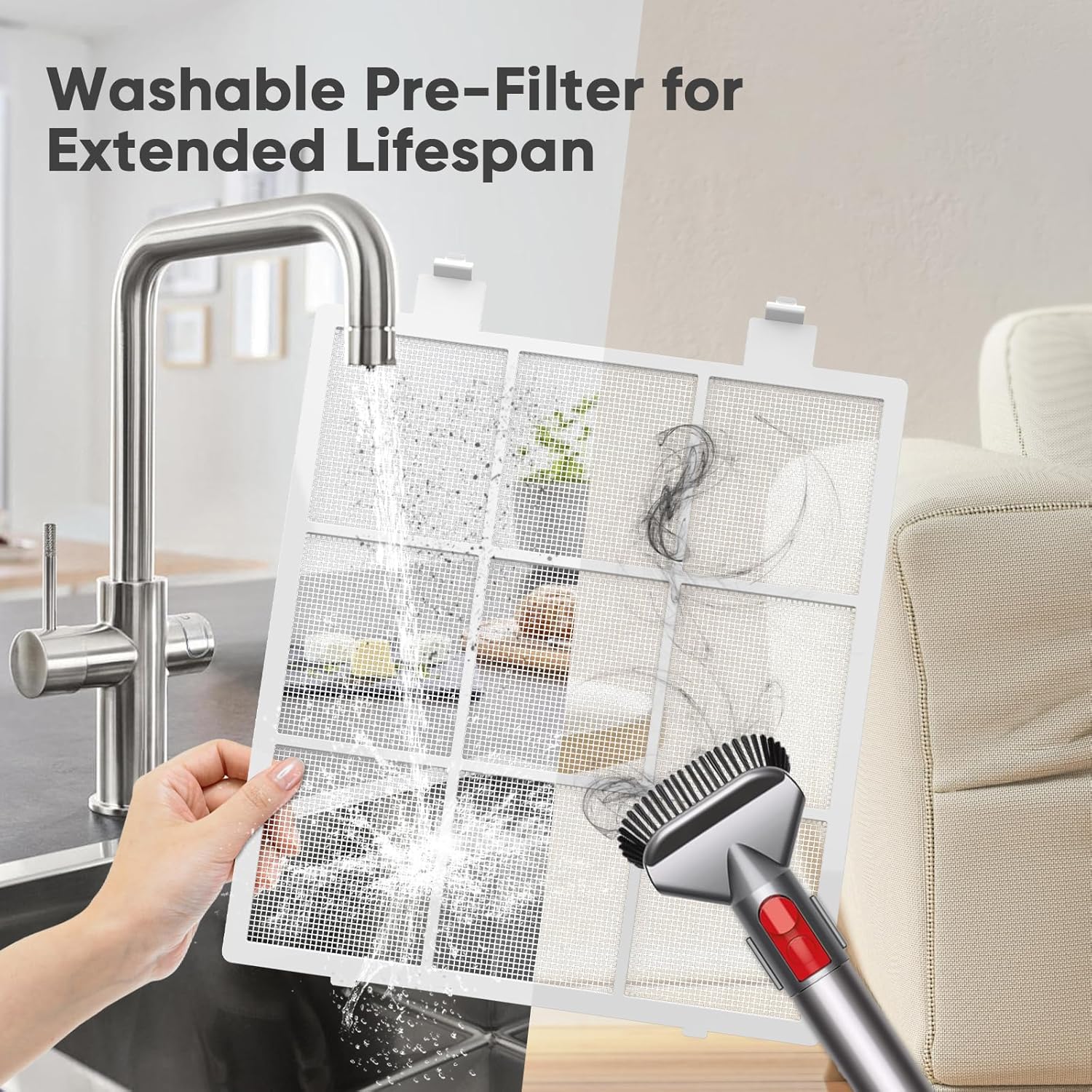 Air Purifiers for Home Large Room, H14 True HEPA Filter up to 3000 Sq Ft, Double-sided Air Inlet with PM 2.5 Display Air Quality Sensor, Remove 99.997% of Pet Hair Odor, 22dB Sleep Mode - Image 3