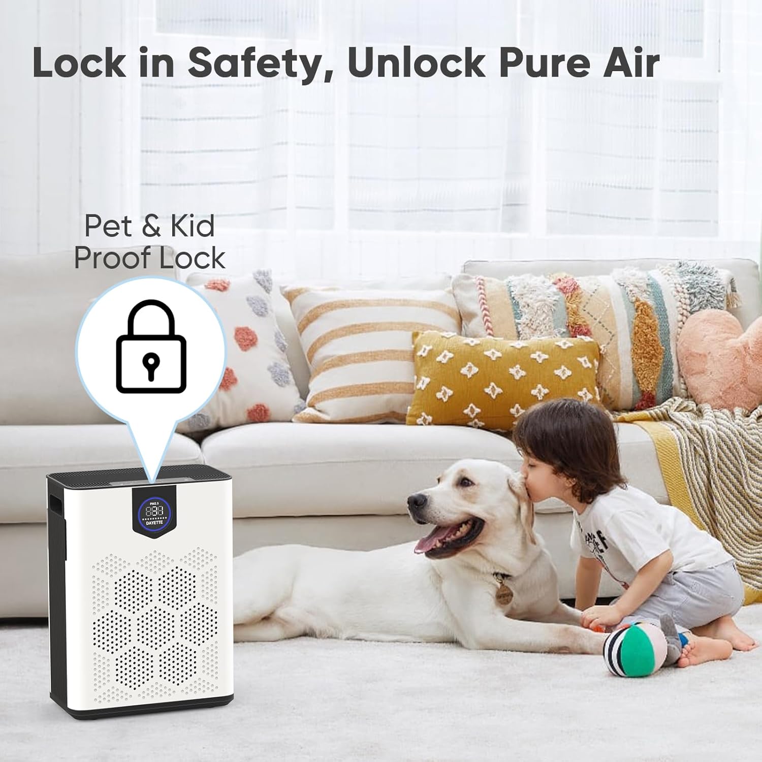 Air Purifiers for Home Large Room, H14 True HEPA Filter up to 3000 Sq Ft, Double-sided Air Inlet with PM 2.5 Display Air Quality Sensor, Remove 99.997% of Pet Hair Odor, 22dB Sleep Mode - Image 7