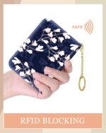 Rouidr Credit Card Holder for Women, Small Slim RFID Card Organizer Wallet with Zipper and Keychain, Abstract Flowers - Image 5