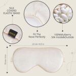 BOKOR Nature Silk Sleep Eye Mask - FSA/HSA Eligible Sleeping Mask, Dark Circles and Puffiness, Improve Sleep, Light Blocking Eye Cover, Ideal Birthday Gift with Gift Package - Champagne - Image 3
