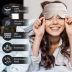 BOKOR Nature Silk Sleep Eye Mask - FSA/HSA Eligible Sleeping Mask, Dark Circles and Puffiness, Improve Sleep, Light Blocking Eye Cover, Ideal Birthday Gift with Gift Package - Champagne - Image 4