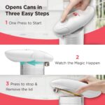 Kitchen Mama Auto Electric Can Opener: Open Your Cans with A Simple Press of Button - Automatic, Hands Free, Smooth Edge, Food-Safe, Battery Operated, YES YOU CAN (White) - Image 3