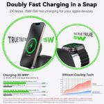 Wireless Charging Station with 15W Fast Mag-Safe Charging for iPhone 16/15/14/13/12 Series, Magnetic Charging Stand 5W for Apple Watch 10~1/Ultra/SE&Airpods, 2 in 1 Wireless Travel Charger (Black) - Image 3