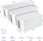 Chouky Cable Organizer Box Set of Three, Power Cover Cord Holder Surge Protector for Desk (White) - Image 3