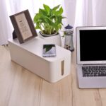 Chouky Cable Organizer Box Set of Three, Power Cover Cord Holder Surge Protector for Desk (White) - Image 8
