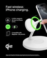 Belkin MagSafe-Compatible Charger, 3-in-1 Wireless Charging Station, Qi2-Certified 15W Wireless Charge for Apple iPhone 16 Series, Apple Watch, AirPods w/Non-Slip Base, 40W Included - White - Image 4