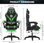 Gaming Chair with LED Lights and Massage Ergonomic Computer Chair with Footrest High Back Video Game Chair with Adjustable Lumbar Support Linkage Armrest Green and Black - Image 4