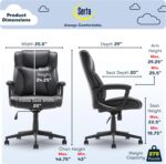 Serta Connor Executive Office, Ergonomic Computer Chair with Layered Body Pillows, Contoured Lumbar, Adjustable Seat Height, Bonded Leather, Black - Image 4
