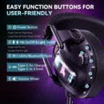 YPBDAN Wireless Gaming Headset for PS5, PS4, PC, USB Over Ear Gaming Headphones with Noise Canceling Mic, Bluetooth 5.3, 100H Battery, Low Latency, Foldable Headset for Switch, Mac, Laptop - Image 6