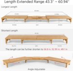 Nnewvante Monitor Stand Riser, 60 inch Large Bamboo Dual Monitor Stand for Desk, 3 Shelves Desktop Screen Riser with Adjustable Length Angle for Computer Laptop PC - Image 5