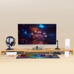 Nnewvante Monitor Stand Riser, 60 inch Large Bamboo Dual Monitor Stand for Desk, 3 Shelves Desktop Screen Riser with Adjustable Length Angle for Computer Laptop PC - Image 8