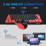 Snpurdiri 2.4G Wireless Gaming Keyboard and Mouse Combo, Include Mini 60% Merchanical Feel Keyboard, Ergonomic Vertical Feel Small Wireless Mouse(Red and Black) - Image 3
