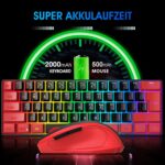 Snpurdiri 2.4G Wireless Gaming Keyboard and Mouse Combo, Include Mini 60% Merchanical Feel Keyboard, Ergonomic Vertical Feel Small Wireless Mouse(Red and Black) - Image 4
