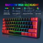 Snpurdiri 2.4G Wireless Gaming Keyboard and Mouse Combo, Include Mini 60% Merchanical Feel Keyboard, Ergonomic Vertical Feel Small Wireless Mouse(Red and Black) - Image 5