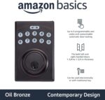 Amazon Basics Electronic Keypad Deadbolt Door Lock with Touch-Control Keyless Entry, Keyed Entry Option, Contemporary, Oil Bronze, 1-Pack - Image 3