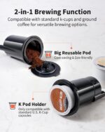 Hot & Iced Coffee Maker, K Cup Coffee Maker Compatible with Ground Coffee, Single-Serve Brewer with Bold Setting, Reusable Filter, Travel Mug Friendly, Compact & Quick Brew, Grey - Image 3