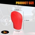 2 PCS Auto Shift Cover, Environmentally Friendly Silicone Open Anti-Slip Automatic Knob Gear Lever Protective Cover, Car Decorative Accessories, Compatible with Most Car Models (Red) - Image 3