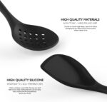 Large Silicone Cooking Utensils Set - Heat Resistant Silicone Kitchen Utensils for Cooking w Wooden Handles, Spatula Set, Kitchen Utensil Gadgets Sets for Non-Stick Cookware, BPA Free (Black) - Image 5