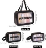 Travel Toiletry Bag for Women Men, Translucent Waterproof Travel Makeup Cosmetic Pouch Traveling Organizer for Toiletries, Cosmetic, Accessories CynynYxy (A-Black) - Image 3