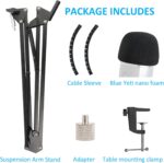 Yeti Nano Mic Boom Arm with Nano Pop Filter - Mic Suspension Boom Arm Stand and Windscreen Compatible with Blue Yeti Nano Microphone by YOUSHARES - Image 8