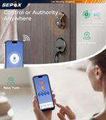 SEPOX® Smart Deadbolt Door Lock, 5-in-1 Keyless Entry (Fingerprint, Bluetooth, WiFi, Tuya APP, Key) Auto Lock/Unlock, Front Gate & Bedroom Compitable, Upgrade Lever & Knob, Unique & Universal Design - Image 6