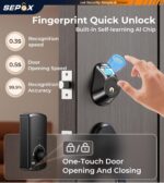 SEPOX® Smart Deadbolt Door Lock, 5-in-1 Keyless Entry (Fingerprint, Bluetooth, WiFi, Tuya APP, Key) Auto Lock/Unlock, Front Gate & Bedroom Compitable, Upgrade Lever & Knob, Unique & Universal Design - Image 7