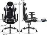 PC Gaming Chair Office Chair Ergonomic Massage PU Leather Recliner Computer Chair with Lumbar Support Rolling Swivel Task Chair for Adults, White - Image 3