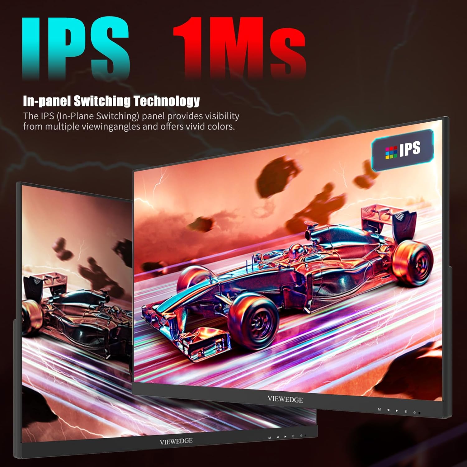 24 Inch Gaming Monitor with 165hz/144hz, IPS 1ms, FHD 1080p and HDR 10 | PC Computer Monitor with 105% sRGB, Bluelight Filter, 2 HDMI & 1 DP Port, Support Freesync and Wall Mounted - Image 4