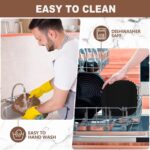 2 PCS Square Silicone Air Fryer Liners - 8 Inch Reusable Air Fryer Pot - Air Fryer Accessories - Air Fryer Inserts for 4 to 7 QT Oven Microwave Accessories (Black + Brown) - Image 5