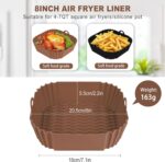 2 PCS Square Silicone Air Fryer Liners - 8 Inch Reusable Air Fryer Pot - Air Fryer Accessories - Air Fryer Inserts for 4 to 7 QT Oven Microwave Accessories (Black + Brown) - Image 6