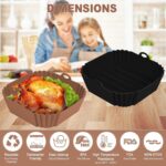 2 PCS Square Silicone Air Fryer Liners - 8 Inch Reusable Air Fryer Pot - Air Fryer Accessories - Air Fryer Inserts for 4 to 7 QT Oven Microwave Accessories (Black + Brown) - Image 11