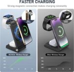 Magnetic Wireless Charger Stand, 3 in 1 Foldable Wireless Charging Station, Travel Charger for Multiple Devices for iPhone 16 15 14 13 12 Series, Apple Watch Ultra/9/8/7/6/5/4/3/2, AirPods - Image 4