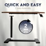 Pneumatic Adjustable Bedside Table, Compact Rolling Laptop Table with 360° Hidden Casters and Built-in Cup Holder, Medical Mobile Bed Desk for Home & Hospital Use - Image 7