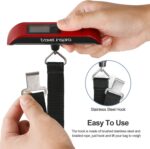 travel inspira Luggage Scale, Portable Digital Hanging Baggage Scale for Travel, Suitcase Weight Scale with Rubber Paint, 110 Pounds, Battery Included - Image 5