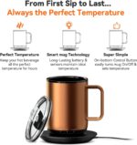vsitoo Temperature Control & Self-Heating Smart Coffee Mug with Lid, 3 Custom Heat Settings, Manual & App Control, 180 Min Battery Life - Hot up to 140℉ Fast Wireless Charger Base (Copper - 14 oz) - Image 3