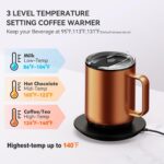 vsitoo Temperature Control & Self-Heating Smart Coffee Mug with Lid, 3 Custom Heat Settings, Manual & App Control, 180 Min Battery Life - Hot up to 140℉ Fast Wireless Charger Base (Copper - 14 oz) - Image 5