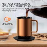vsitoo Temperature Control & Self-Heating Smart Coffee Mug with Lid, 3 Custom Heat Settings, Manual & App Control, 180 Min Battery Life - Hot up to 140℉ Fast Wireless Charger Base (Copper - 14 oz) - Image 9