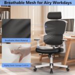 Office Chair, Ergonomic Desk Chair, High Back Desk Chair, Big and Tall Reclining Comfy Home Office Chair with Lumbar Support Breathable Mesh Computer Chair Adjustable Armrests - Image 5