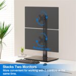 Vertical Dual Monitor Stand, Stack Two Computer Screens up to 32 inches Each, Free-Standing Monitor Desk Mount, Monitor Mount with Height Adjustment, Swivel, VESA Stand 75/100x100mm - Image 4